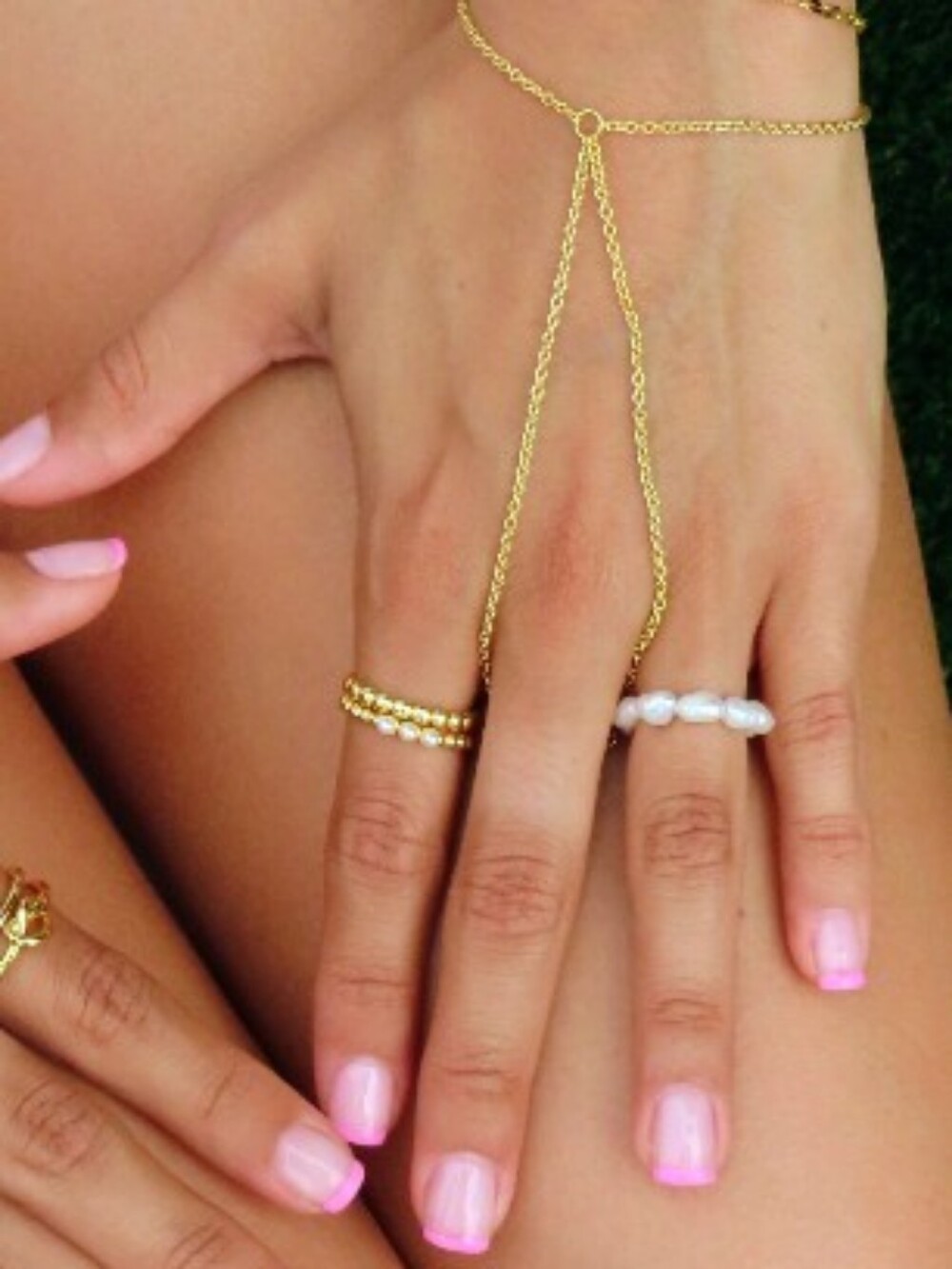 Delicate 14K Gold Plated Hand Chain